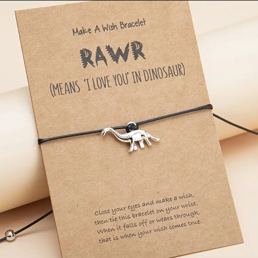 Rawr dinosaur love bracelet silver and black BNWT